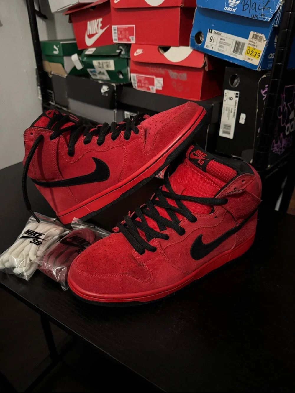 Nike Red and Black High-Top Sneakers